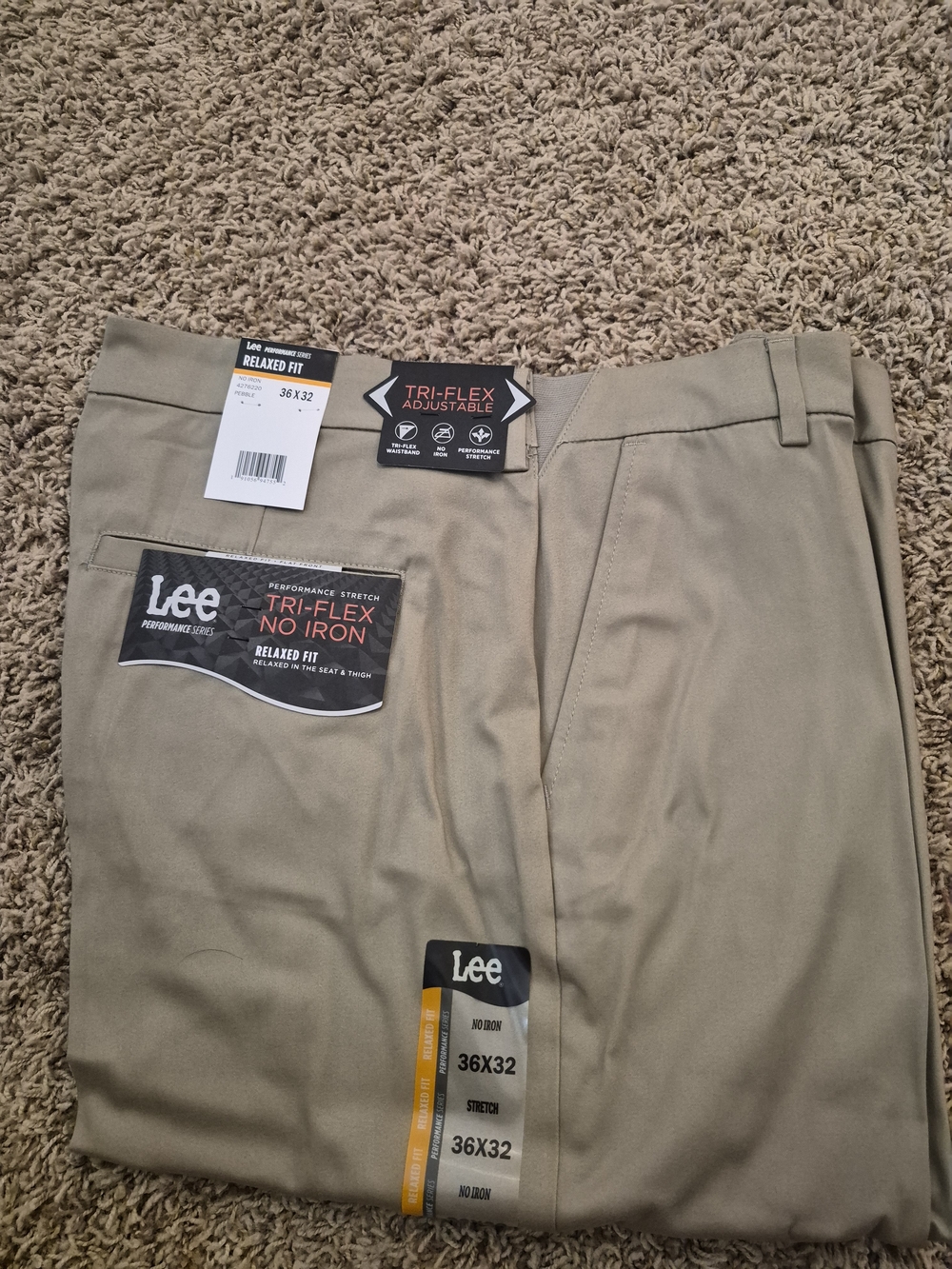 Men's Lee Tri Flex No Iron Khaki Pants